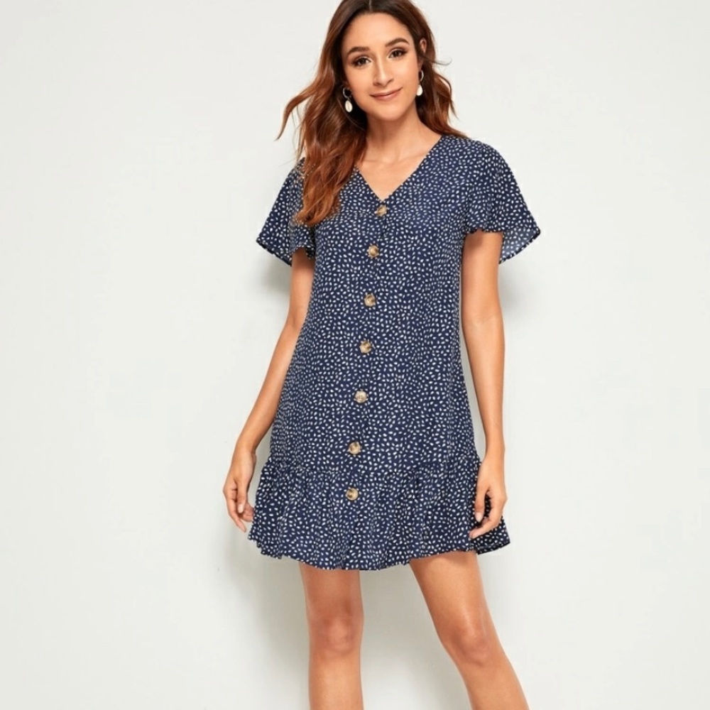 Navy and white dress